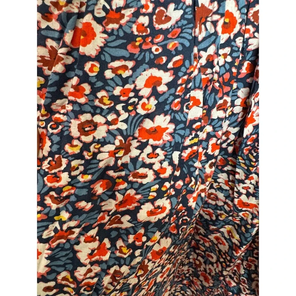 Boden Dress Womens 16/18 Long Navy Red Floral Smocked Fit & Flare Midi - Picture 3 of 9